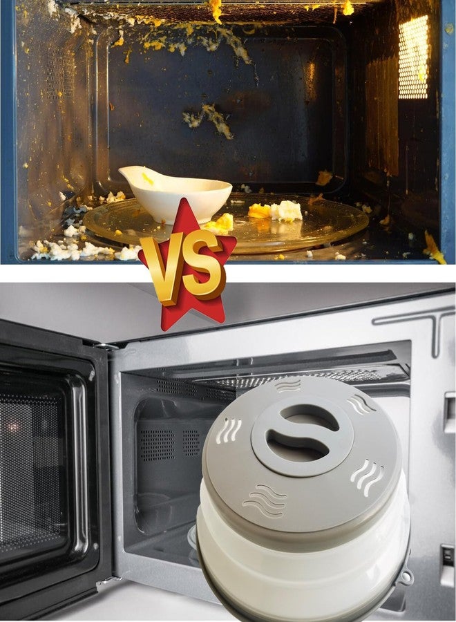 XGHJ Microwave Splatter Cover Vented for Food, Splatter Guard & Colander Kitchen Gadget for Fruit Vegetables Microwave Plate Cover with Hook Hole,Dishwasher-Safe,BPA-Free Silicone & Plastic (Grey) - Image 3